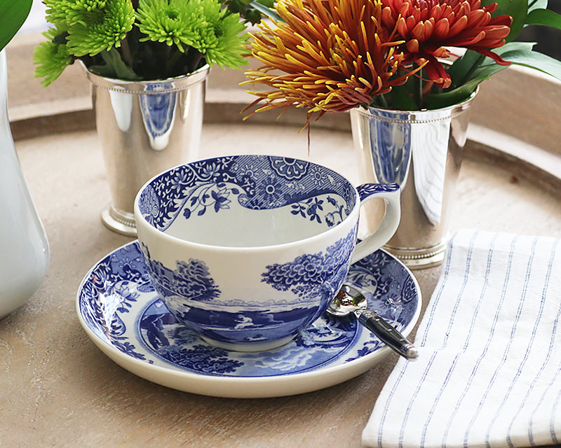 Blue Italian Large Cup and Saucer – Cassandra's Kitchen