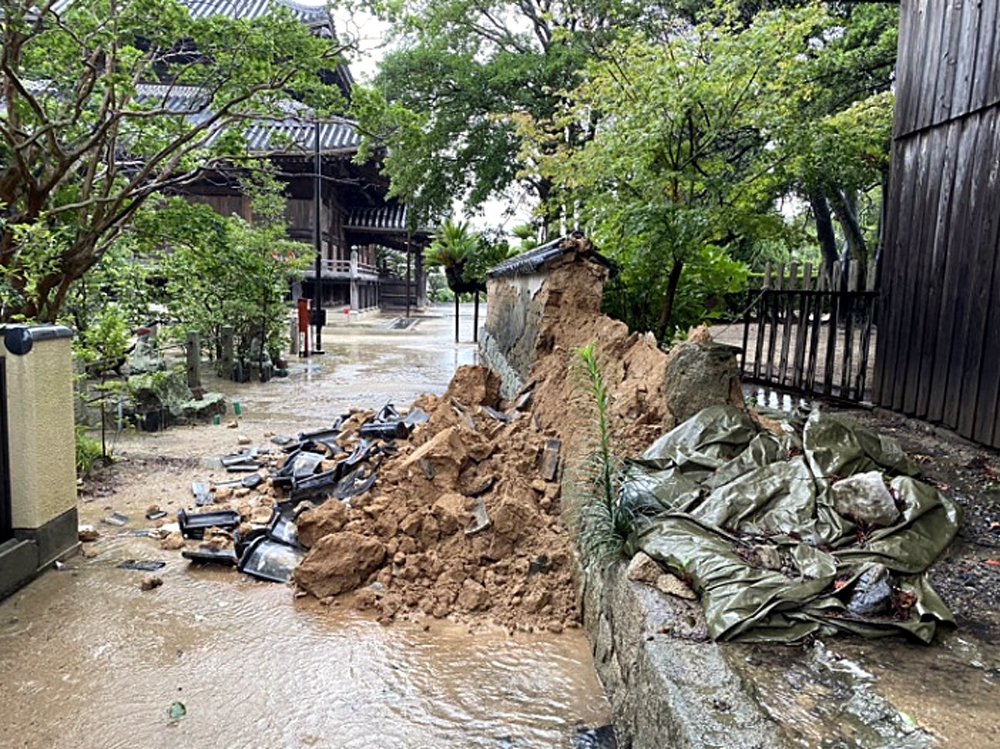 山口県、2週続けて大雨被害 下関市で床下浸水、国史跡の土塀崩れる