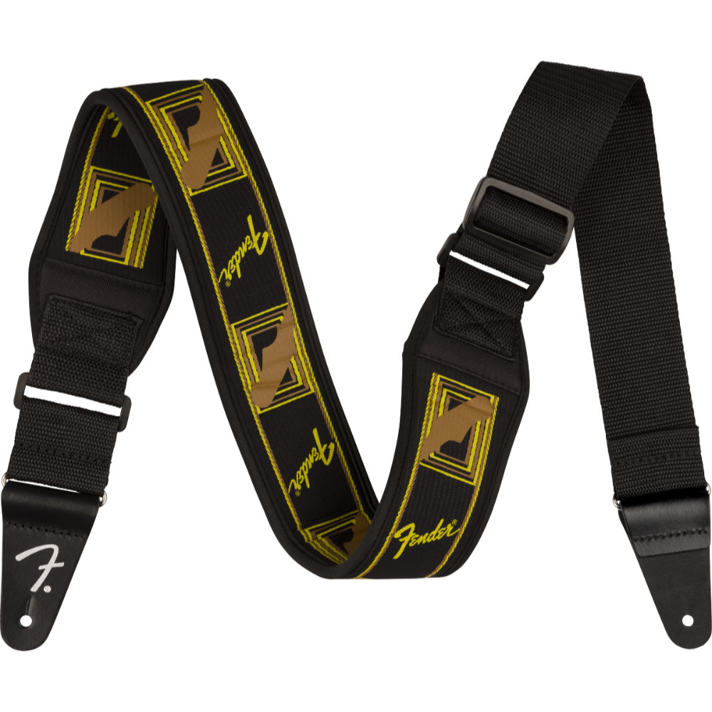 Fender フェンダー Swell Neoprene Strap Blk/Ylw/Brn Mono 2.5インチ