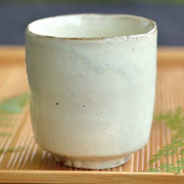 竹花正弘 唐津粉引き湯呑み茶碗 満容量170ml 作家ものフリーカップ