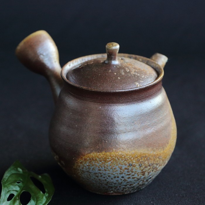 山本広巳 萬古焼〆急須 満容量340ml 作家もの高級煎茶器 共箱