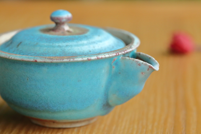 山田想 青宝瓶 常滑焼急須 満容量100ml 薪窯焼成 作家もの煎茶器 桐箱