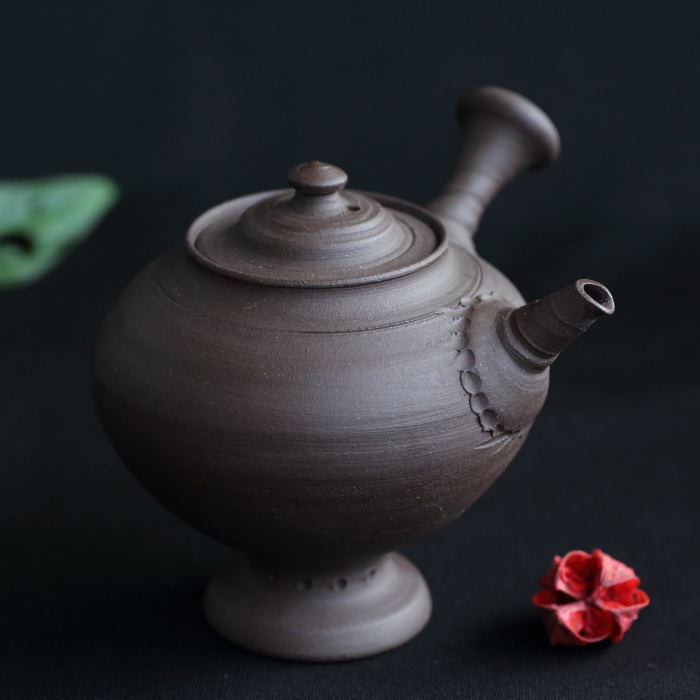 四代山田常山 紫泥急須 満容量180ml 作家もの常滑焼煎茶器 日本茶中国