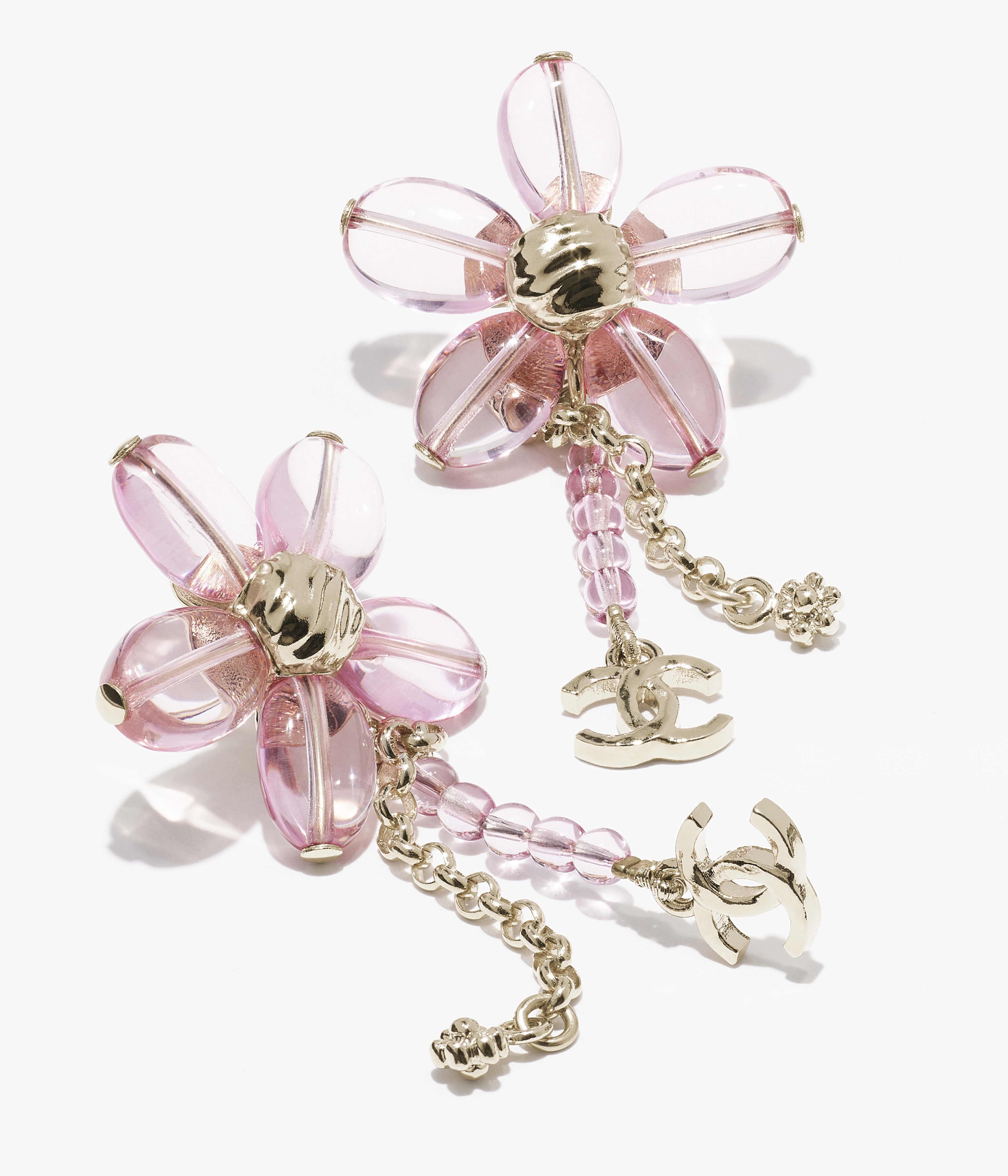 ピアス - メタル、レジン & ストラス、ゴールド & ピンク