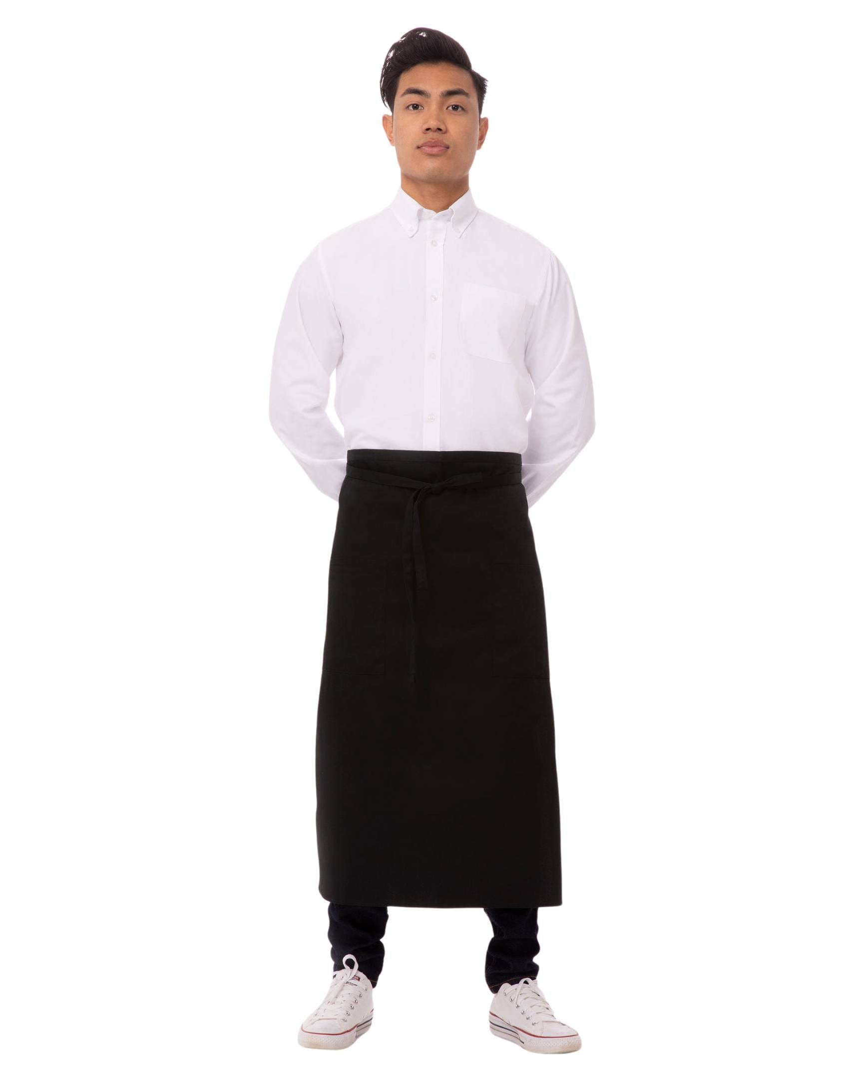 ポケット付きブラック・ロングサロン｜飲食店制服｜Chef Works® — Chef