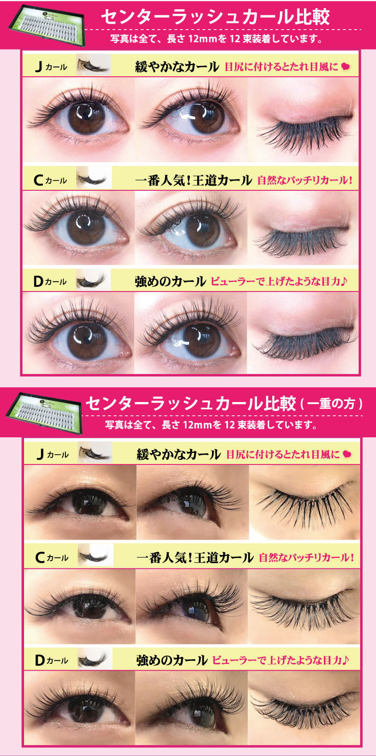 Selfray】センターラッシュ Jカール 太さ0.10mm セルフマツエク
