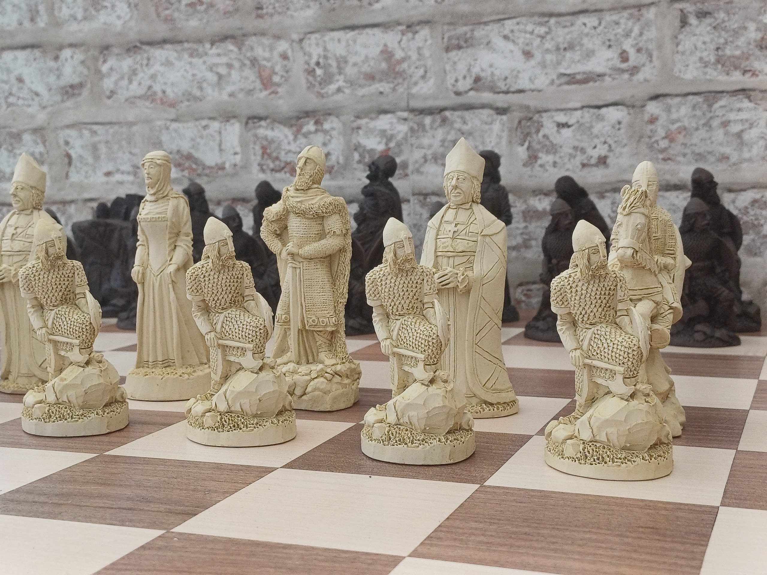 Very Large Viking Raiders Chess Set - Brown - ChessBaron Chess