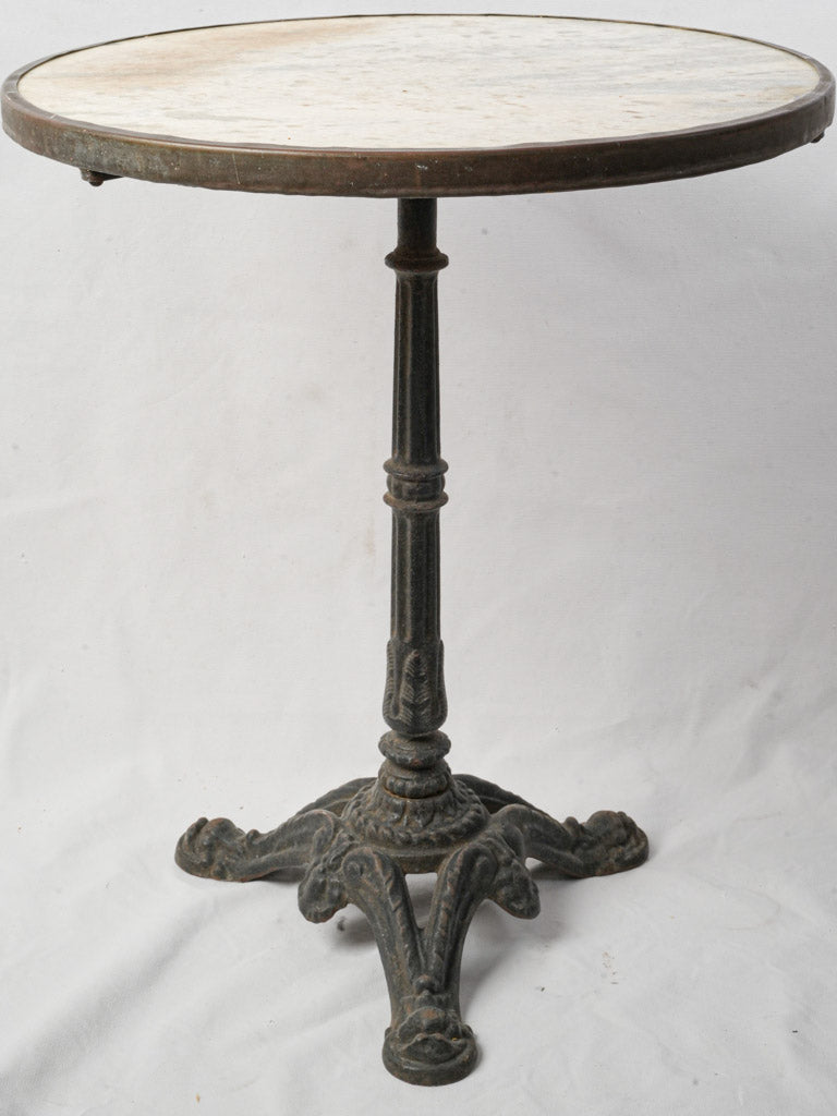 Antique French Cast Iron Bistro Table w/ Marble Top - 28¼