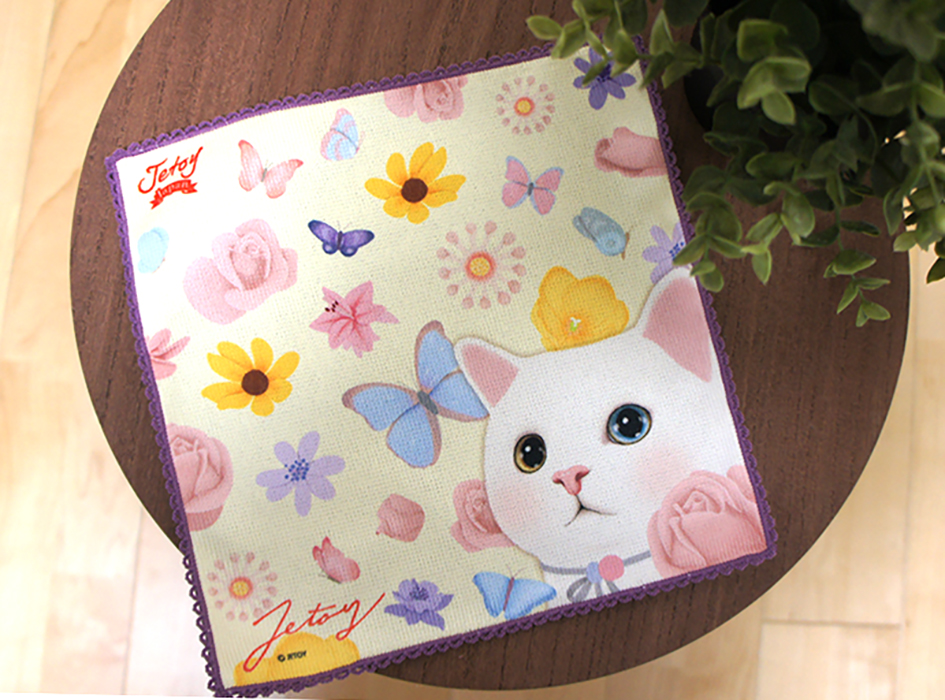 猫のタオルハンカチ フラワー｜猫グッズ・猫雑貨のchoo choo本舗