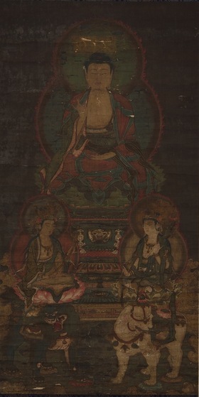 絹本著色 釈迦三尊画像（けんぽんちゃくしょく しゃかさんぞんがぞう
