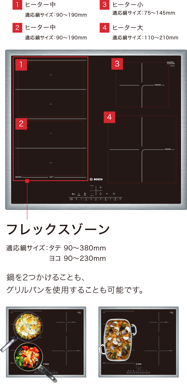 Induction hob IHクッキングヒーター ｜ ボッシュ家電サイト｜Club Bs