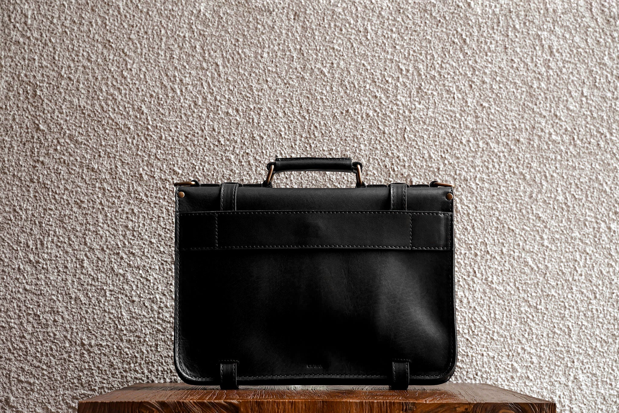 Alpha 13 Leather Briefcase | Black | Monogrammed | Cravar