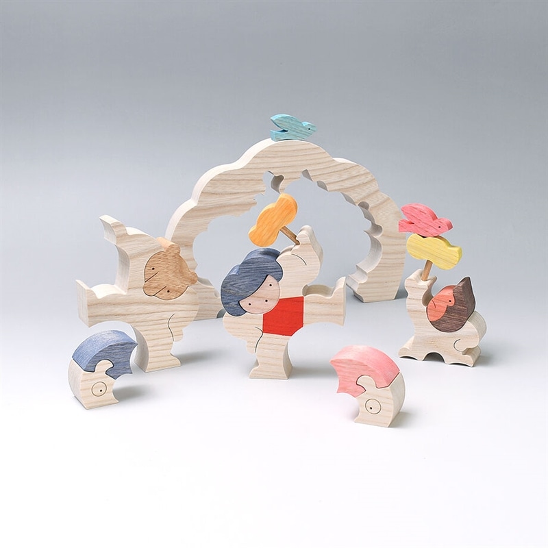 金時山の相撲大会(枠：幅19.7×高さ13.9×厚さ2.4cm): 木のおもちゃ