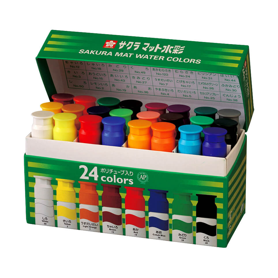 マット水彩24色 ポリチューブ入り（12ml）｜マット水彩｜水彩