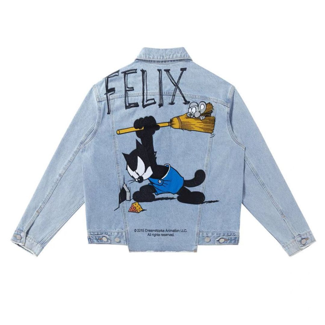 Men's Felix the Cat paint graffiti men and womencouple denim