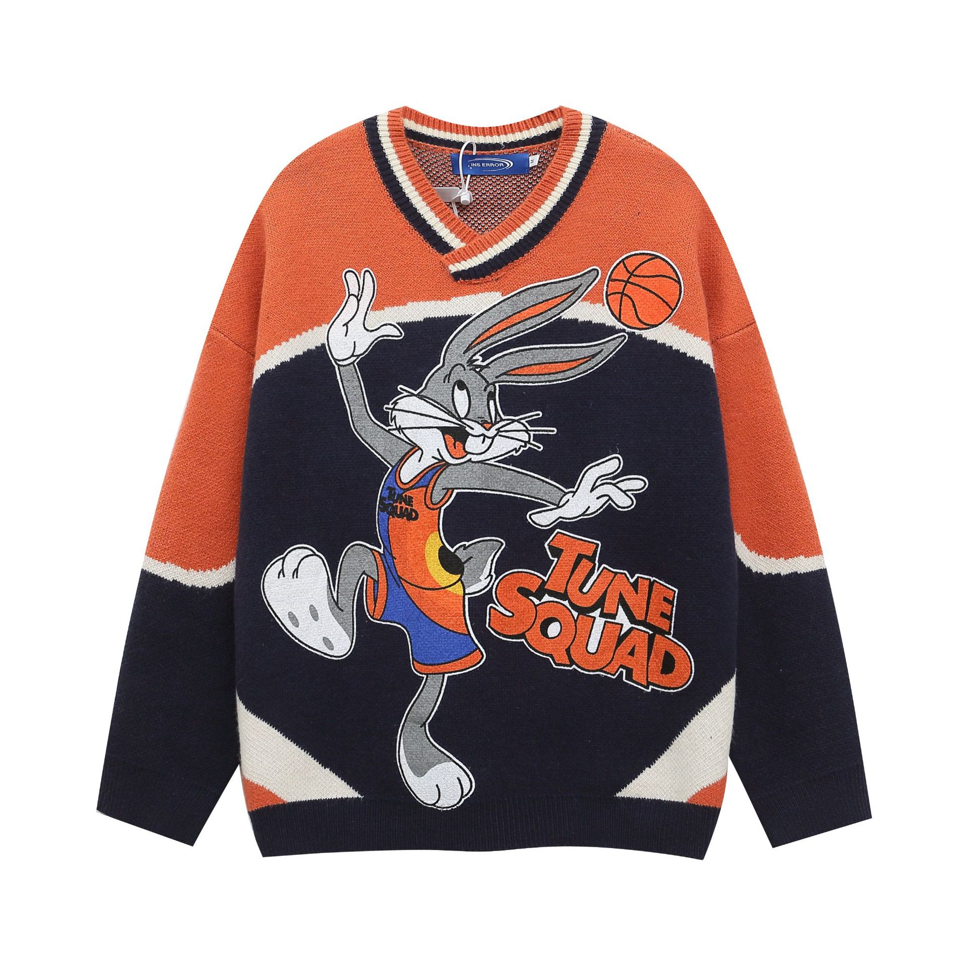 Bugs Bunny basketball knit V-neck sweater knit ユニセックス 男女
