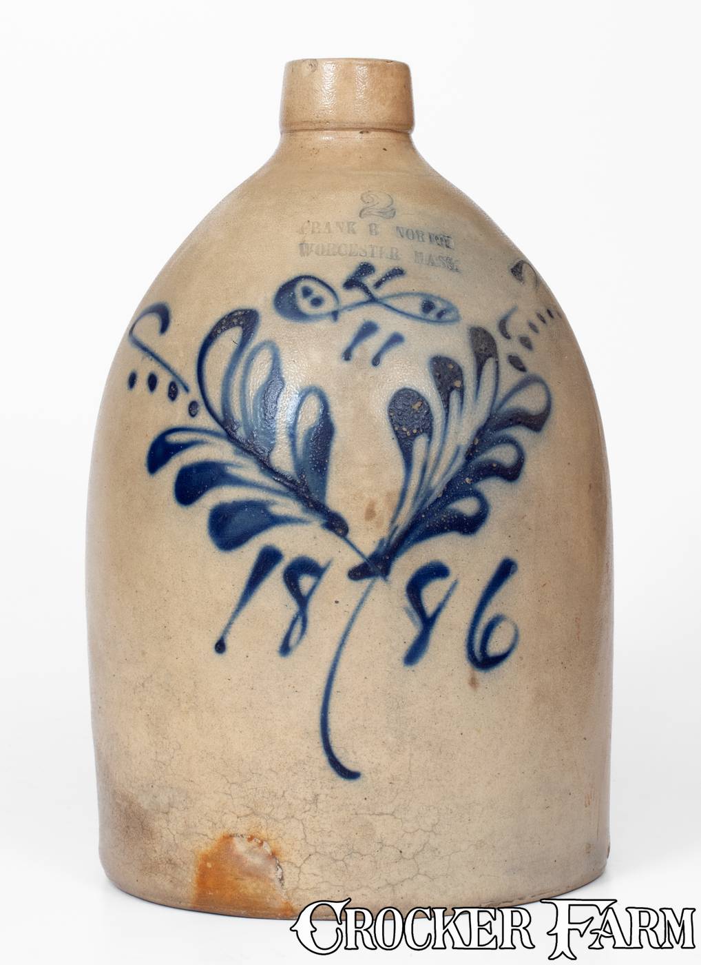 Scarce Double-Stamped FRANK B NORTON / WORCESTER MASS. Stoneware