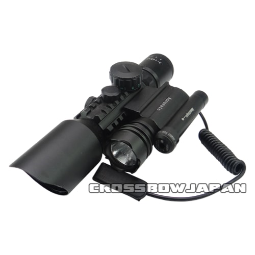 クロスボウ用スコープ 3-10×42 レーザー&フラッシュライト付き 10&20mm