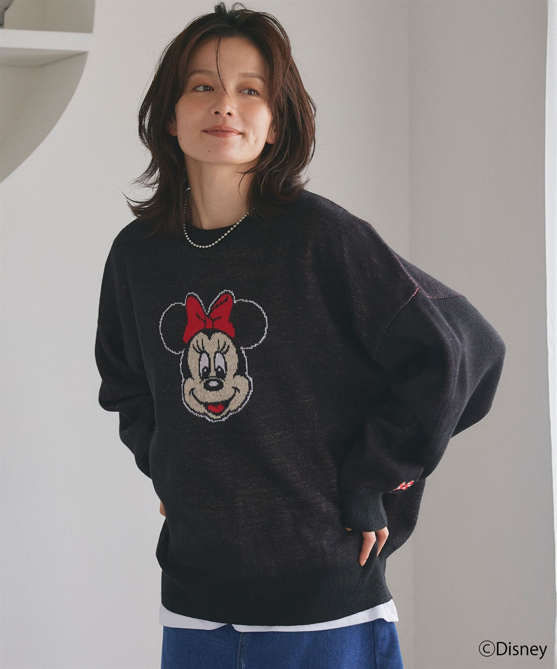 Disney/ディズニー】Minnie Mouse/ミニーマウス/ジャガードニットプル