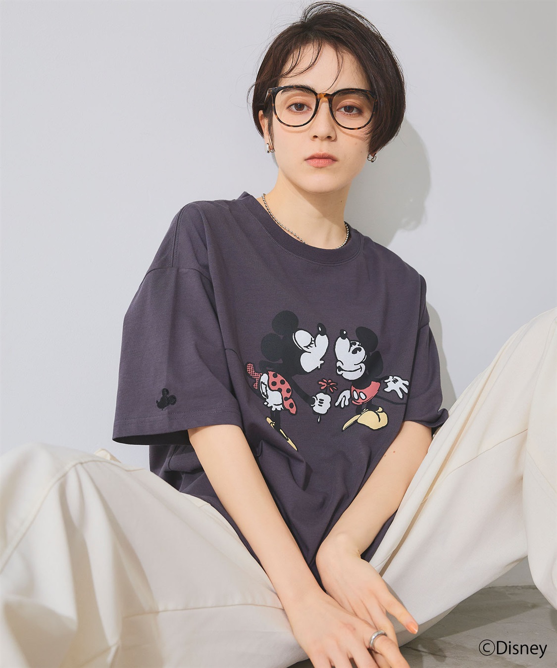 Disney/ディズニー】ミッキー＆ミニープリント半袖Tシャツ chara