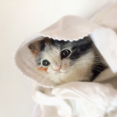 羊毛フェルト猫ノルウェージャンフォレストキャット（三毛）｜手編みと