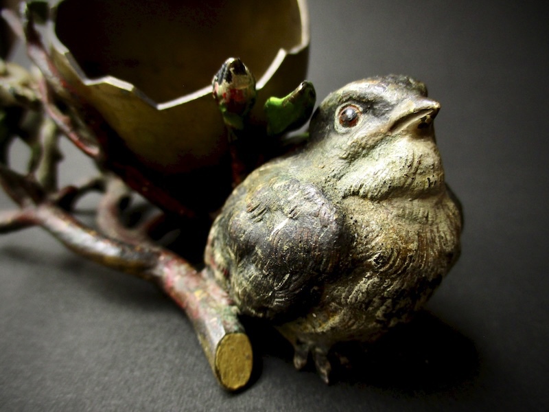 アンティークのヴィエナブロンズ「鳥類誘致園」