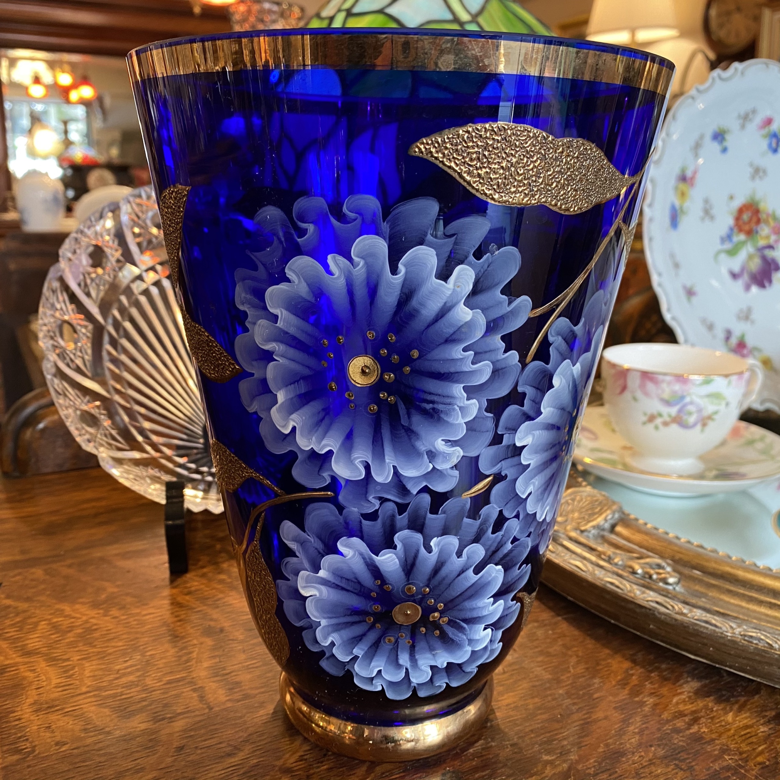 BOHEMIA ボヘミアガラス 花瓶 青 | Antique Nanae