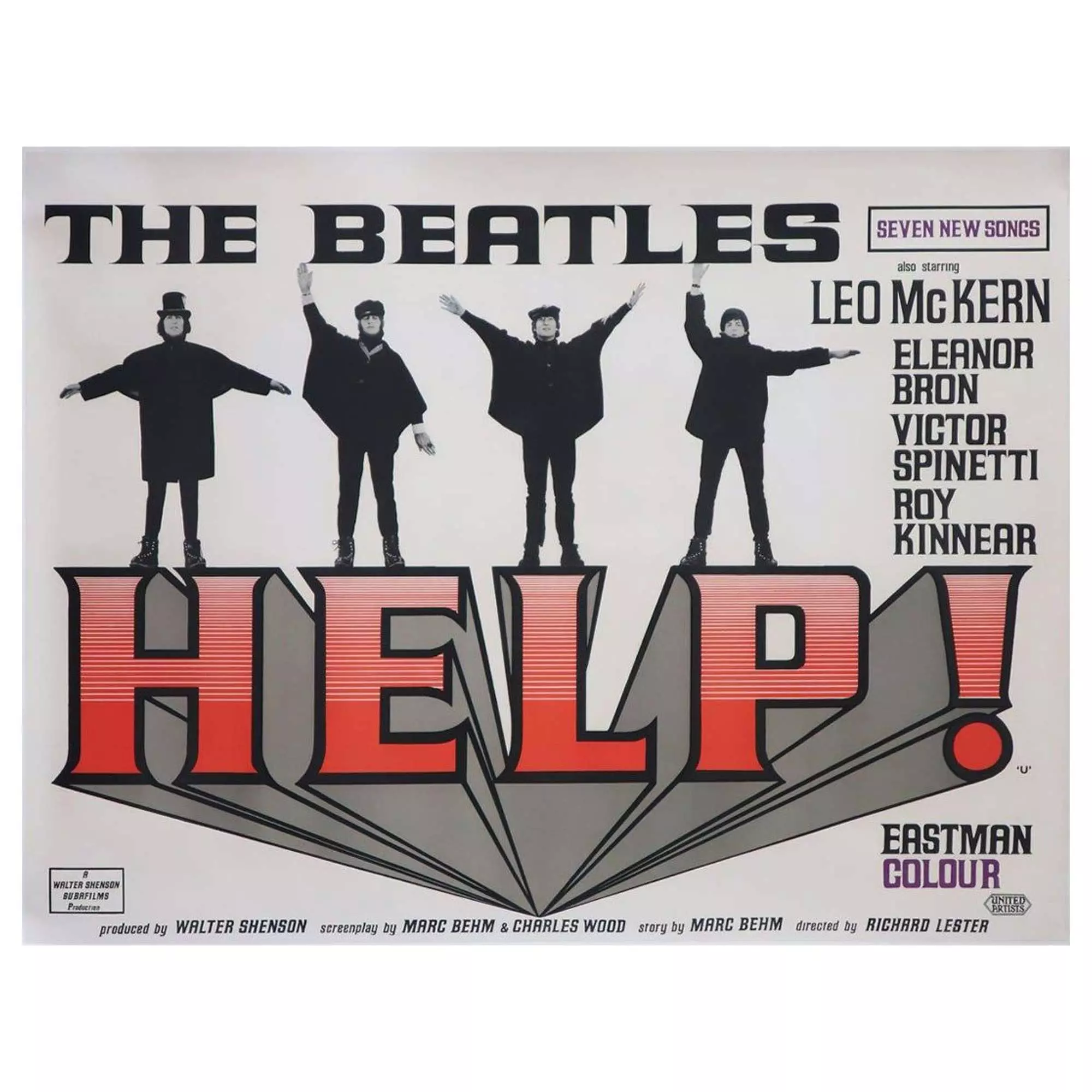 Help! The Beatles Original Uk Film Movie Poster, 1965 in Antique