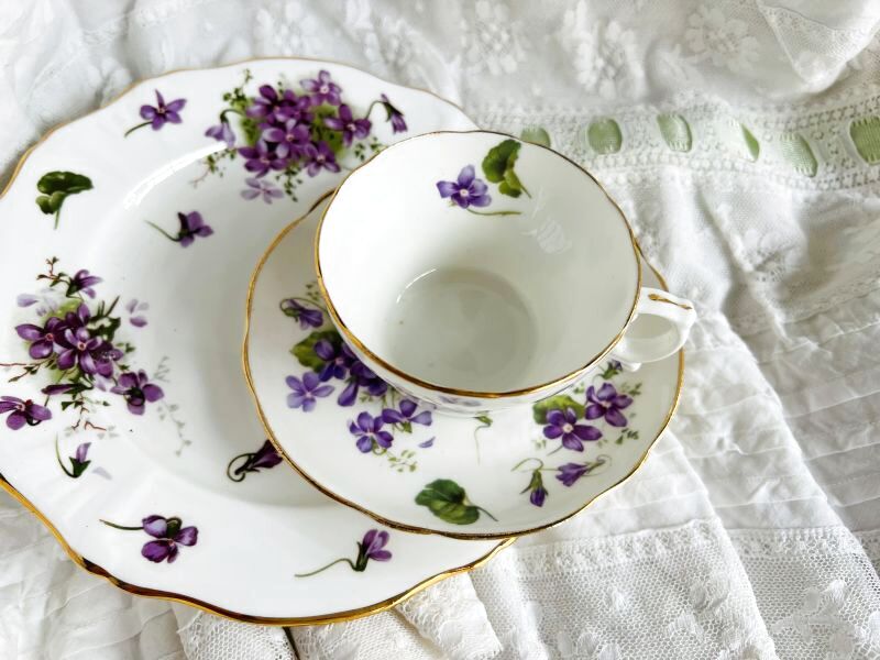 ハンマーズレイ すみれのケーキ皿5枚セット - Antiques Violetta