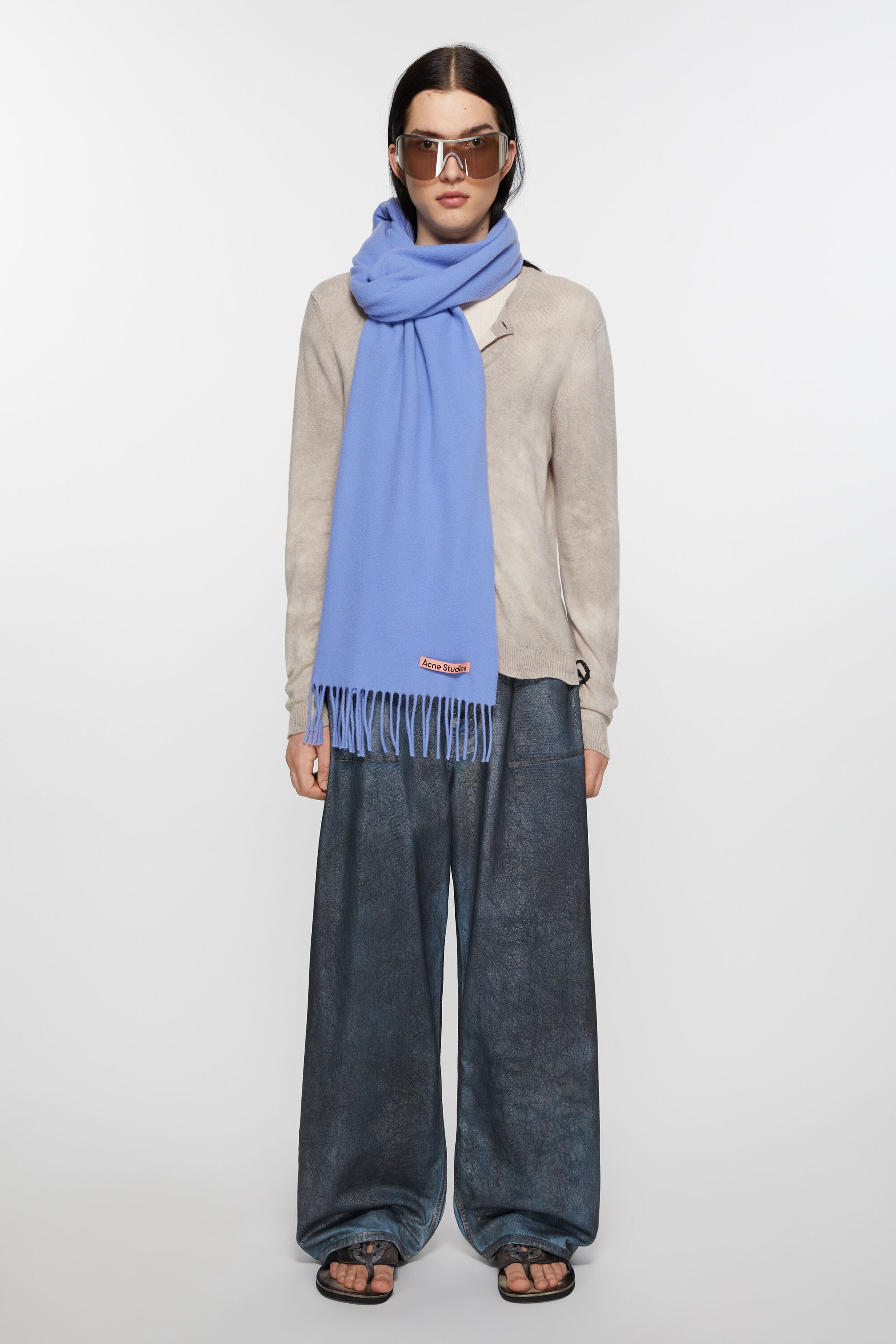 Acne Studios - Fringe wool scarf - Narrow - Sweet blue