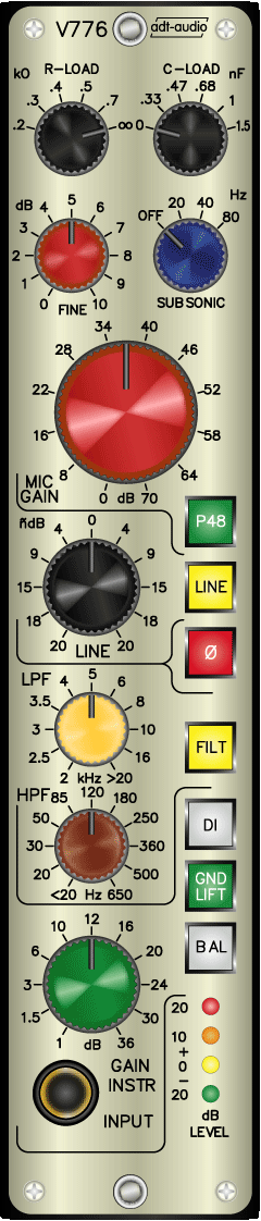 Preamplifier with Mic Pre, Line Input, DI Box and High-Pass Low