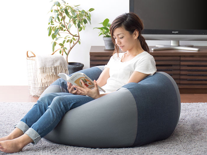 日本製】洗えるカバーのビーズクッション 体にフィット Lサイズ | 家具