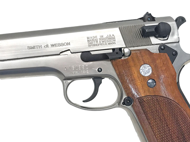 マルシン] S&W M39 ABSシルバー マニュアルセフティ難 木製グリップ