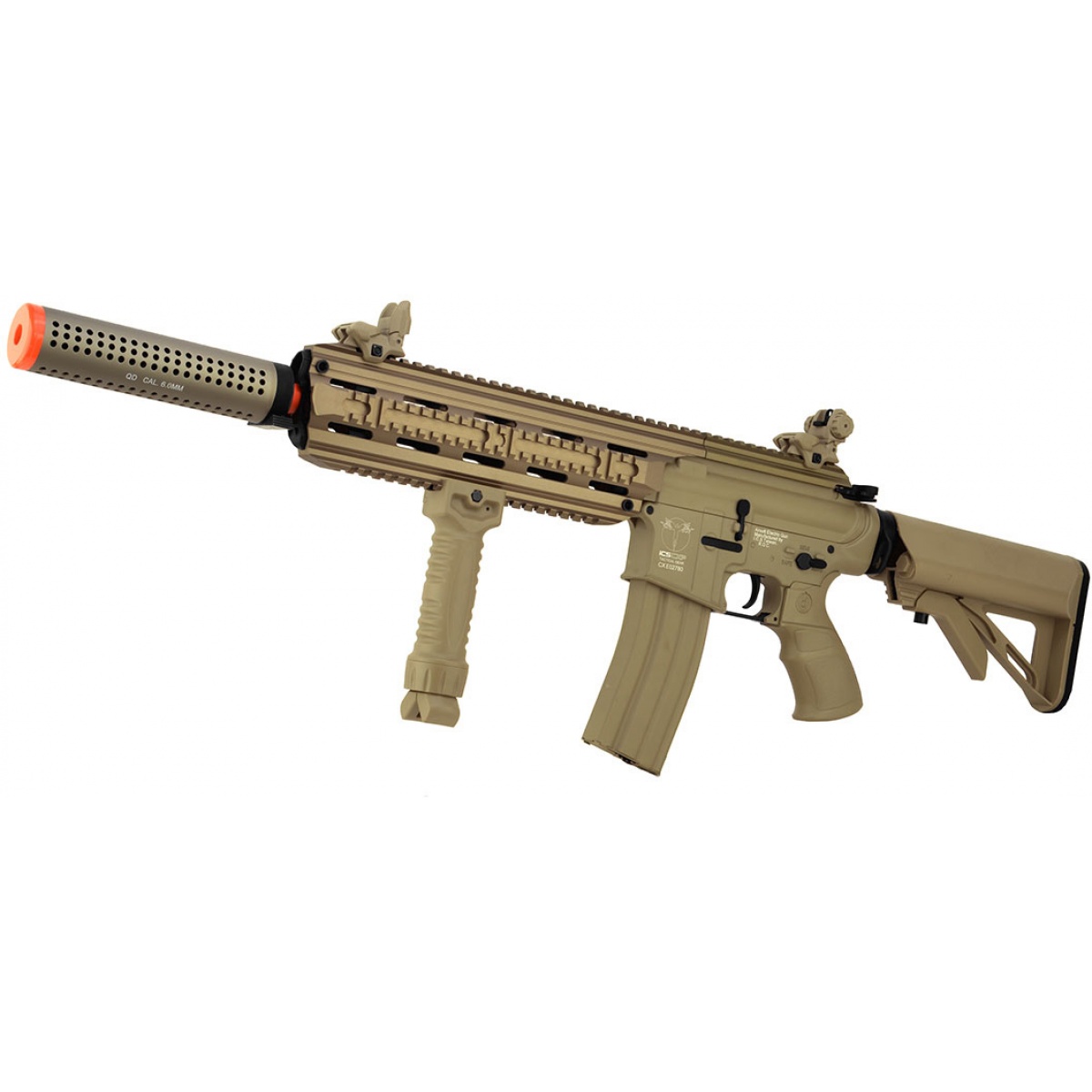 ICS CXP-16L Full Metal Airsoft AEG Rifle w/ Barrel Extension - TAN
