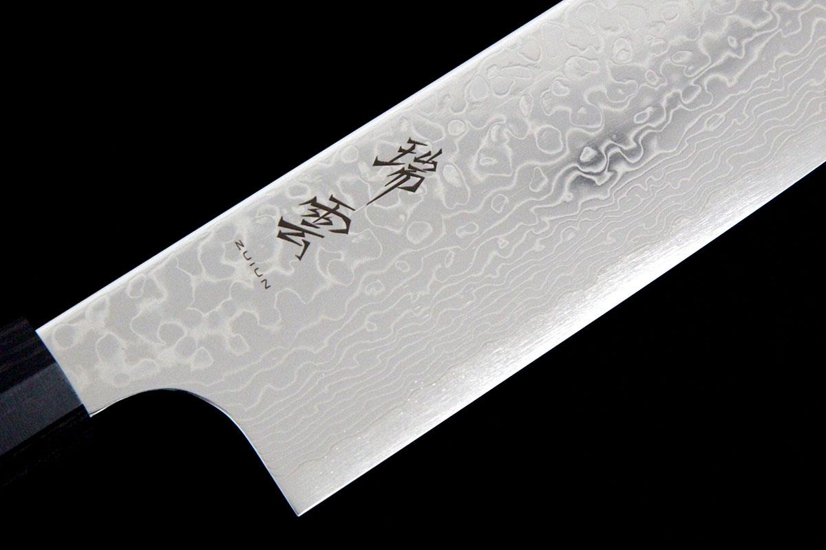 切付包丁 牛刀 210mm 両刃 ダマスカス鋼 瑞雲 特製 積層強化木柄 桐箱