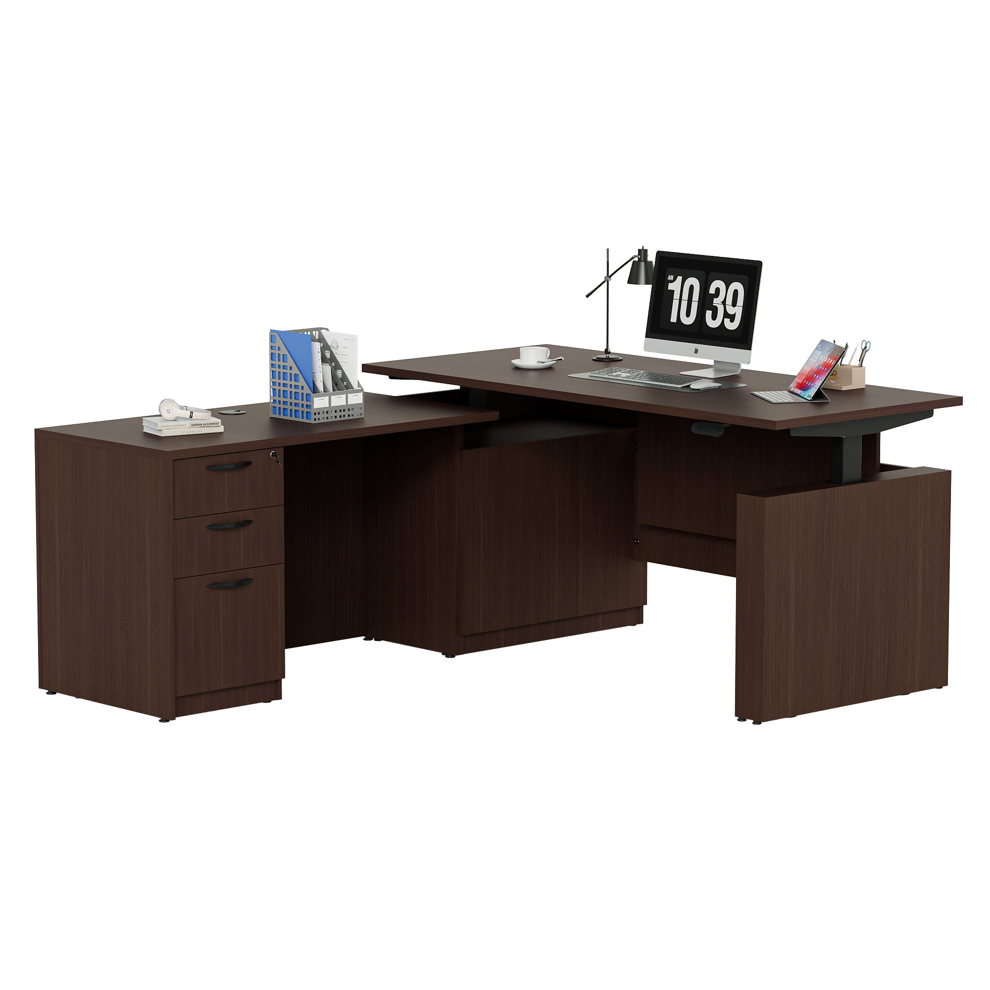 GINO Collection | 76.77'' Height Adjustable L-Shaped Executive