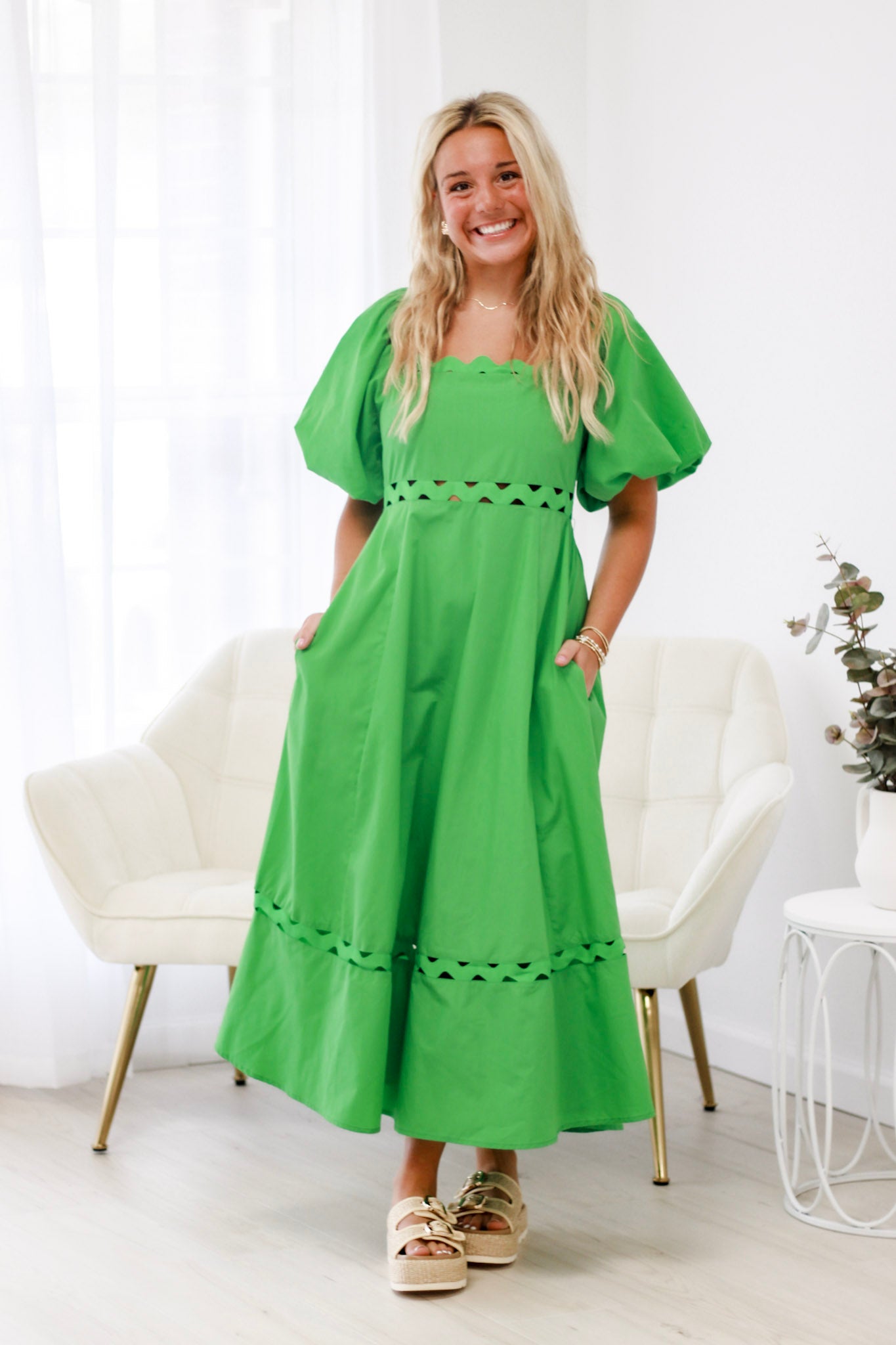Charlotte Green Midi Dress – Allure Clothing Boutique