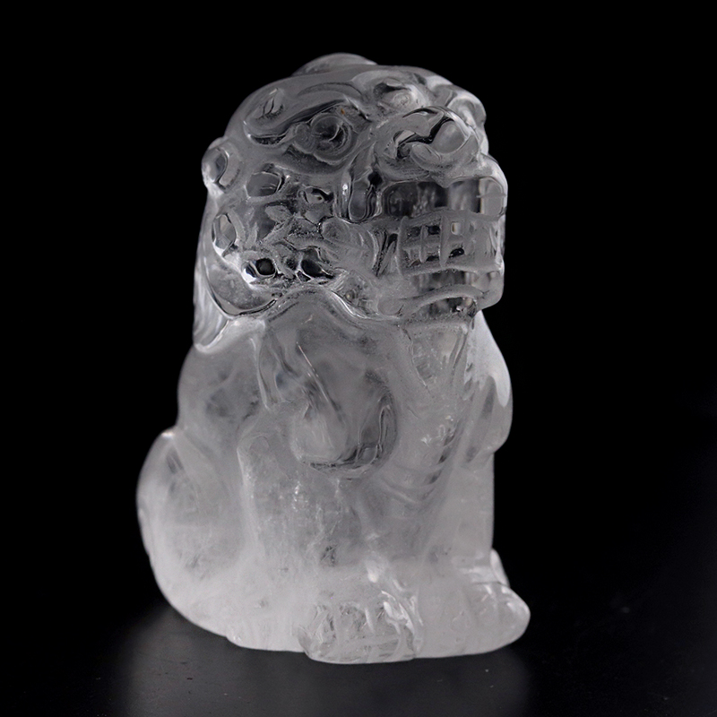 水晶彫り物貔貅（ひきゅう）-083水晶クラスター、天然石ビーズのアート
