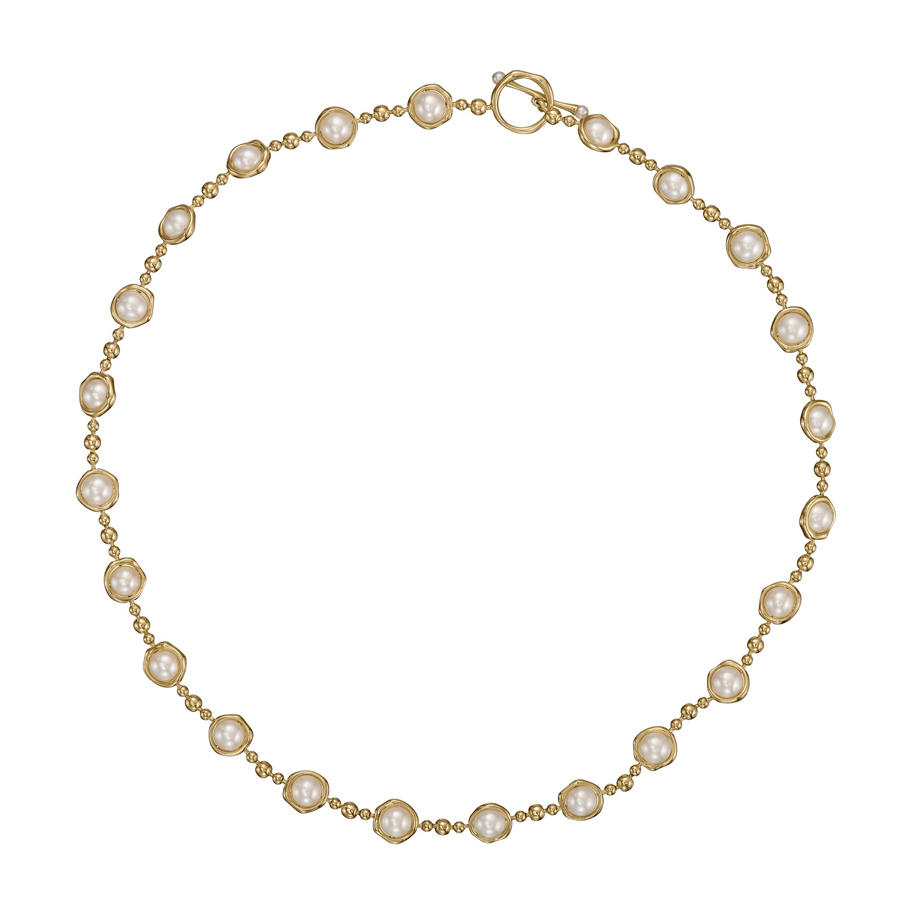 Celestial Pearl & Gold Bead Toggle Necklace – ARTEMER