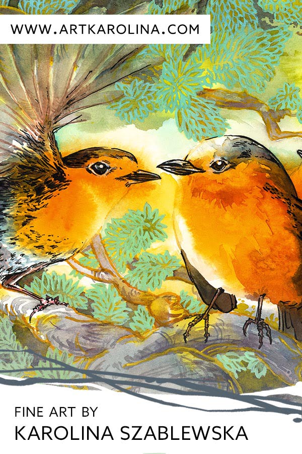 Red Robin Art Print - Extra Large Wall Art • artKarolina