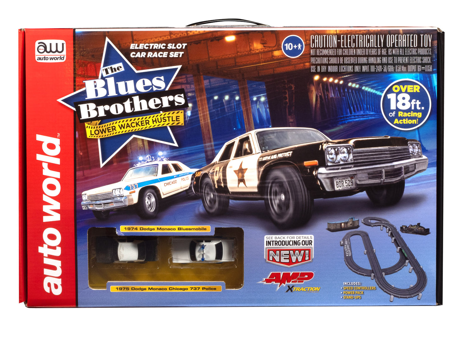 Auto World 18' Blues Brothers Lower Wacker Hustle Slot Race Set HO