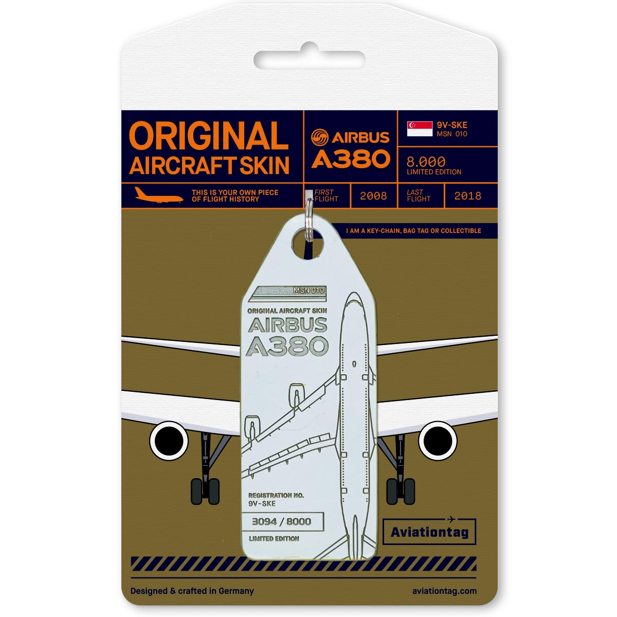 Airbus A380 - 9V-SKE Schlüsselanhänger Weiß kaufen – Aviationtag