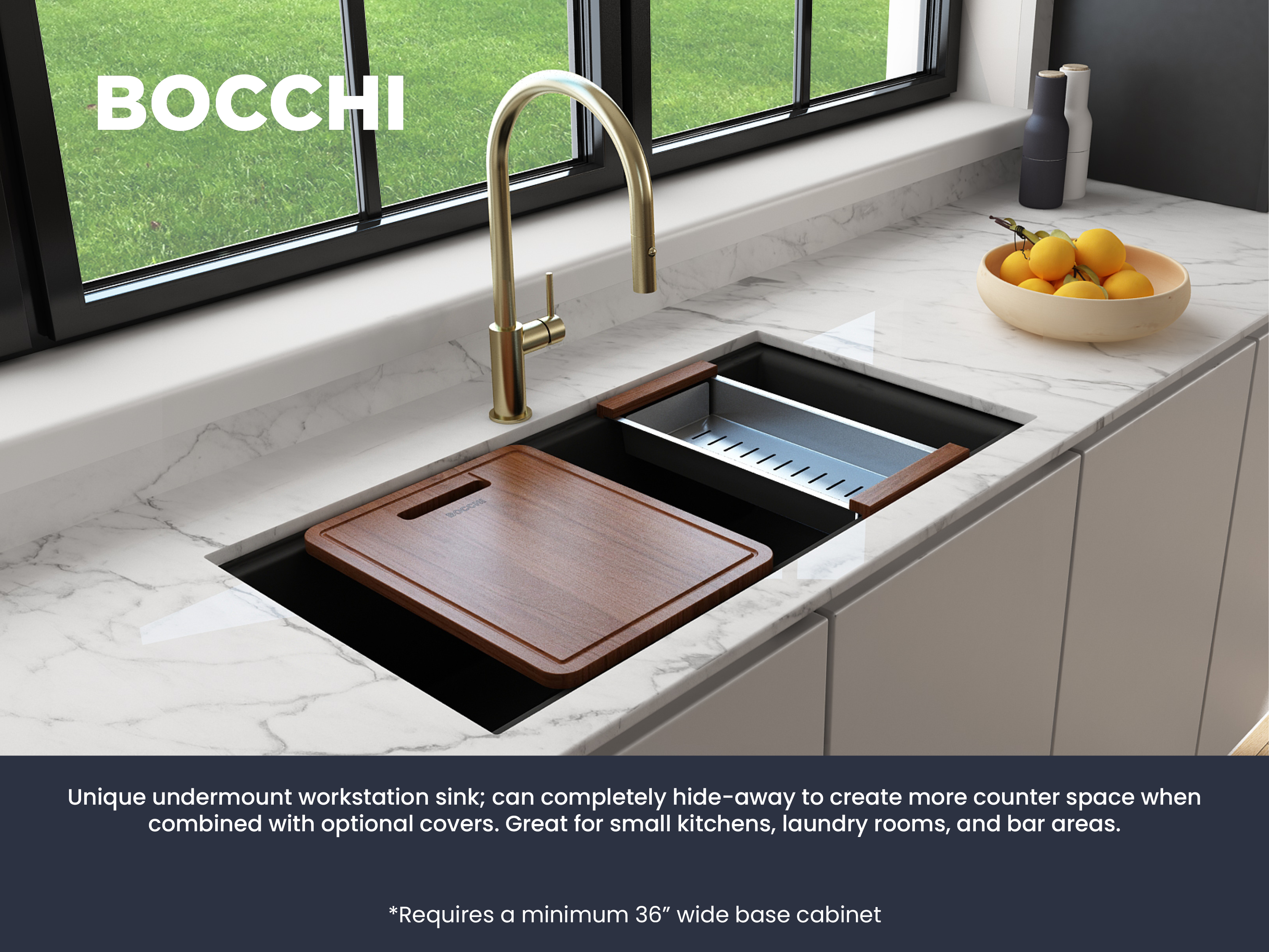 BAVENO LUX 34D Hideaway Undermount Granite Sink 34D 1618-504-0126