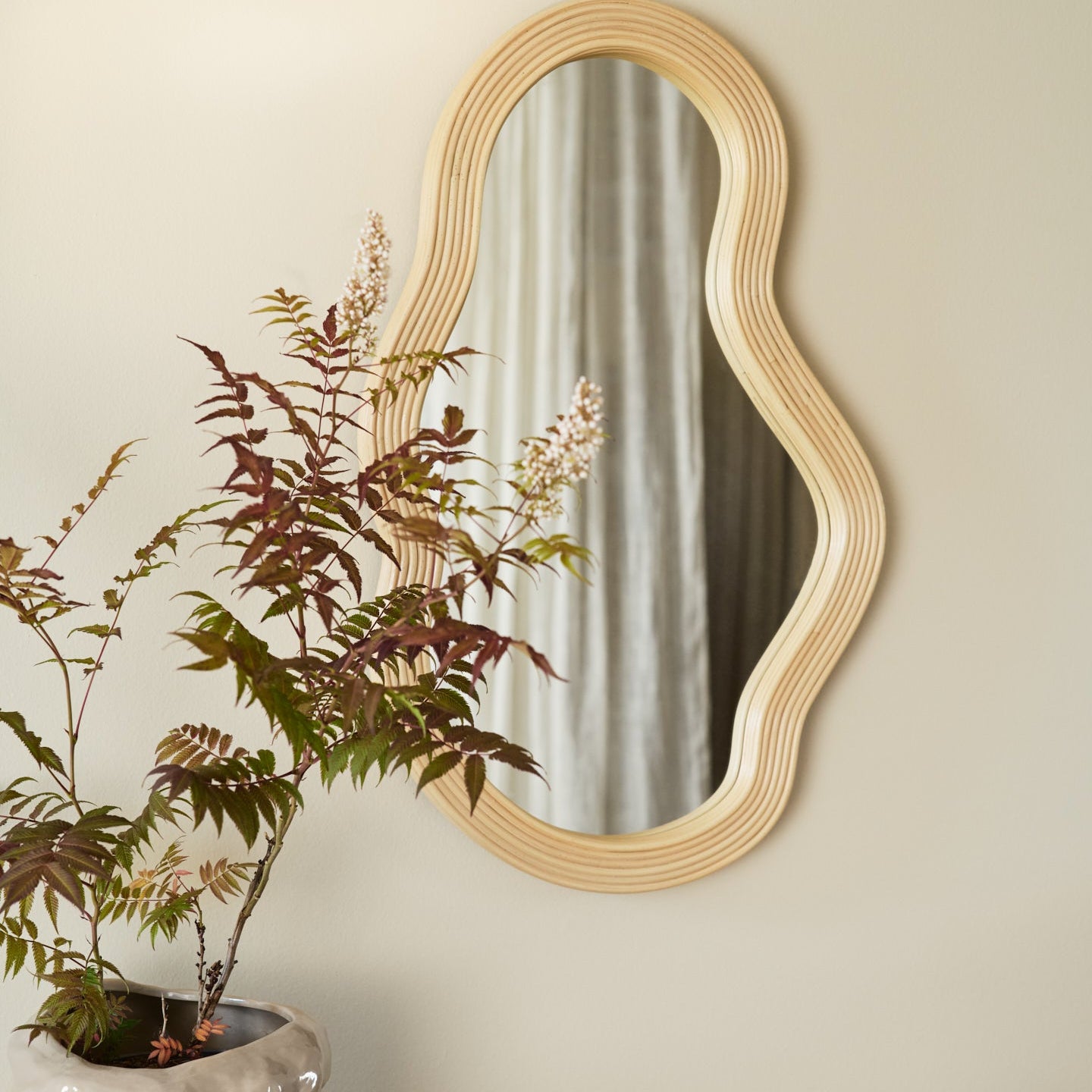 Ferm Living Pond Mirror Medium - Rattan - Batten Home