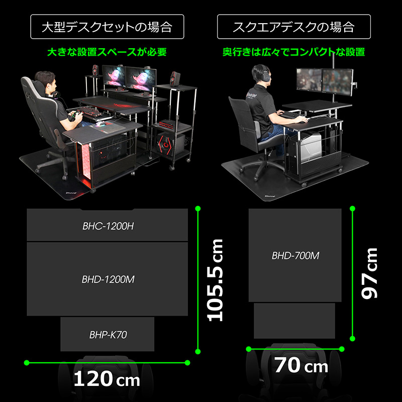 スクエアゲーミングデスク BHD-700M | Bauhütte®