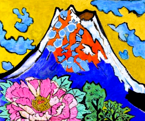 片岡球子「松竹梅のめでたき赤富士」 の買取実績｜奈良県奈良市 日本画