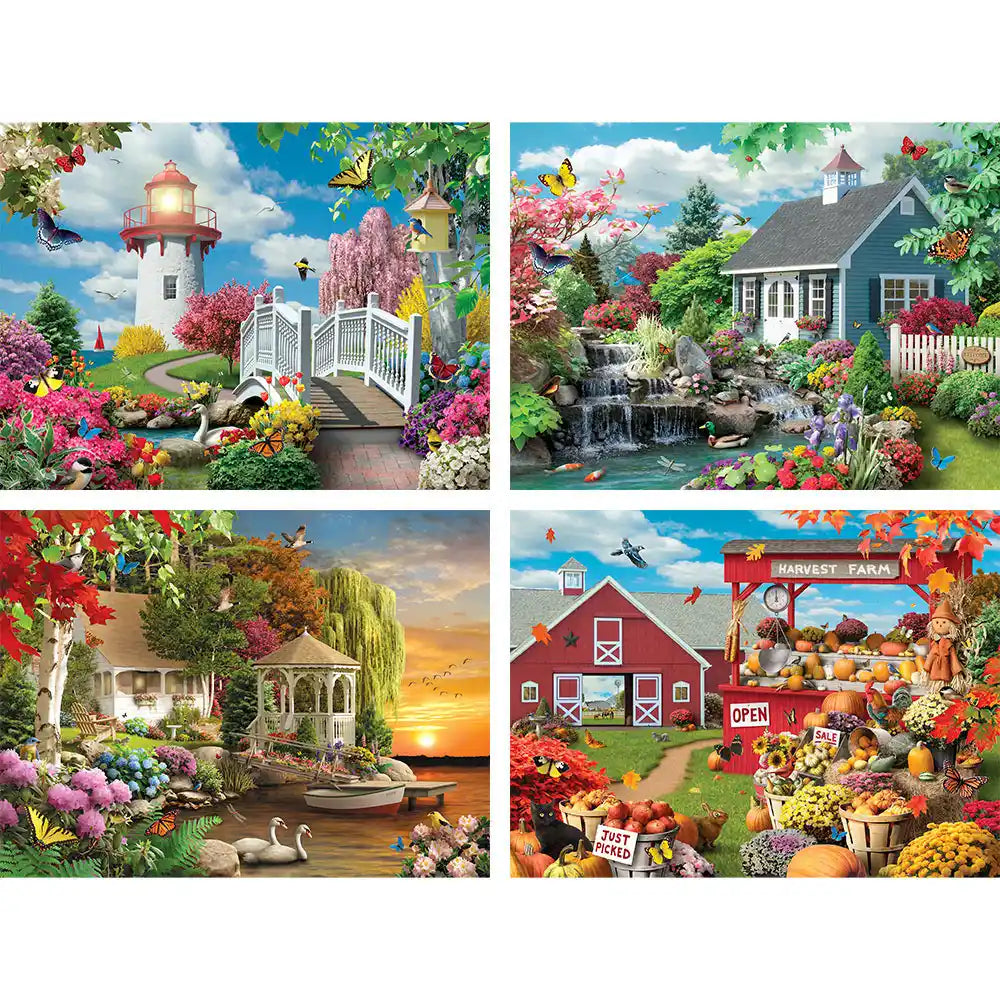 Scenic Beauty: 4-in-1 Multi-Pack Jigsaw Puzzles | Bits and Pieces