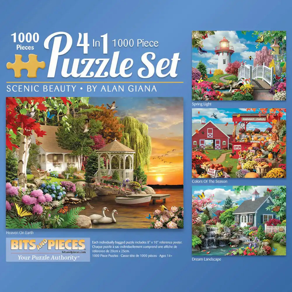 Scenic Beauty: 4-in-1 Multi-Pack Jigsaw Puzzles | Bits and Pieces