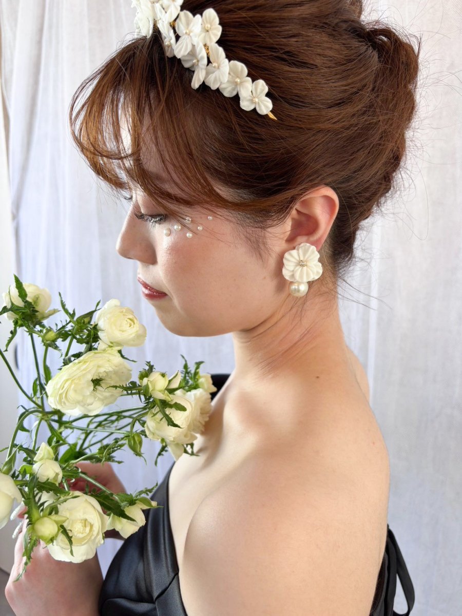 ホワイトフラワーヘッドドレス クレイフラワー 花嫁様 – おしゃれ花嫁