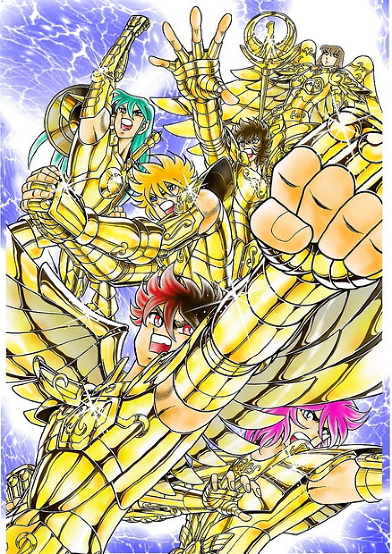 聖闘士星矢30周年展】黄金聖衣纏った星矢/紫龍/氷河/瞬/一輝/城戸沙織